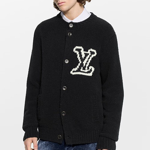 [홍콩명품.LOUIS VUITTON] 루이비통 26SS 로고 LV 청키 인따르시아 울 스웨터 남성 니트 가디건 1AJBXP (블랙), BM25103, YS, 무료배송