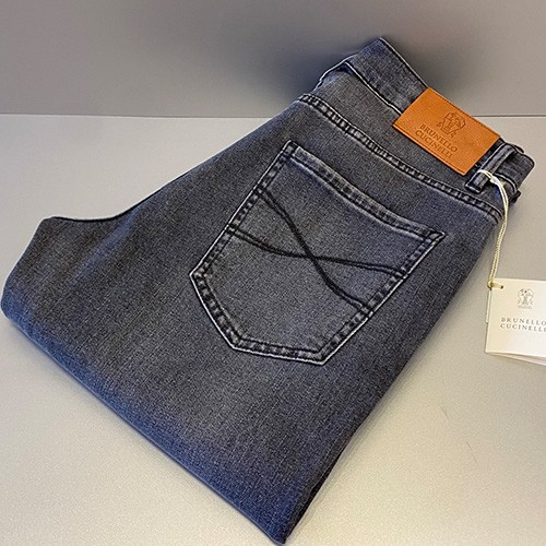 [홍콩명품.Brunello Cucinelli ] 브루넬로 쿠치넬리 26SS 로고 데님 팬츠 진 청바지 (그레이), BM25183, 무료배송