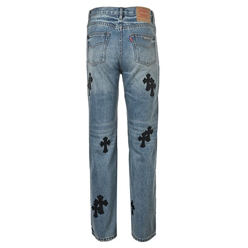 [홍콩명품.Chrome Hearts] 크롬하츠 26SS 로고 크로스 데님 팬츠 진 청바지, BM25210, KOO, 무료배송