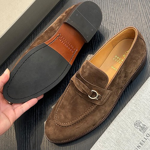 [홍콩명품.Brunello Cucinelli ] 브루넬로 쿠치넬리 26SS 로고 레더 가죽 구두 로퍼 (3컬러), SE6184, S2, 무료배송