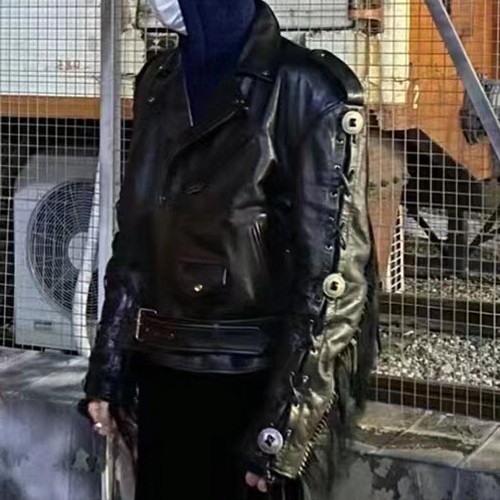 발렌시아가 로고 레더 가죽 바이크 자켓 (블랙) 26SS