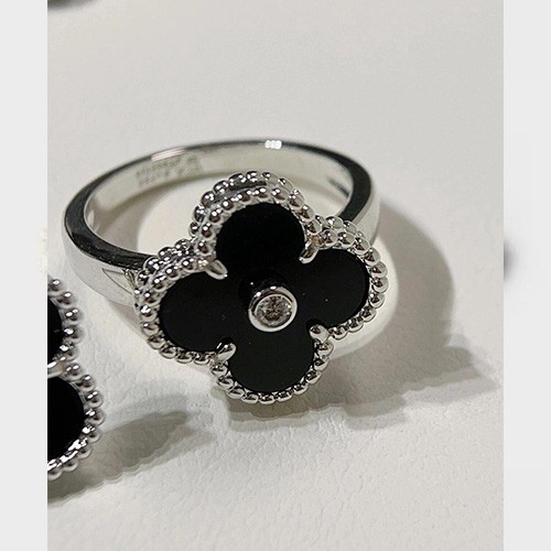 반클리프아펠 퓨어 알함브라 로고 FLOWERLACE 링 반지 (블랙) 26SS