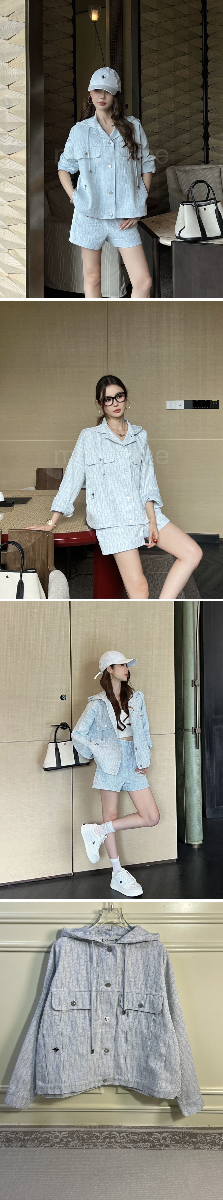디올 로고 여성 오블리크 데님 후드 자켓 (스카이블루) 26SS 상세이미지 2