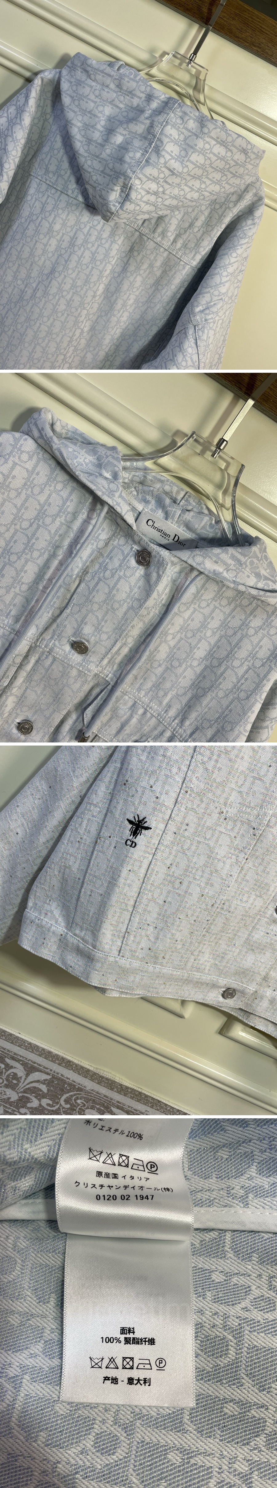 디올 로고 여성 오블리크 데님 후드 자켓 (스카이블루) 26SS 상세이미지 4