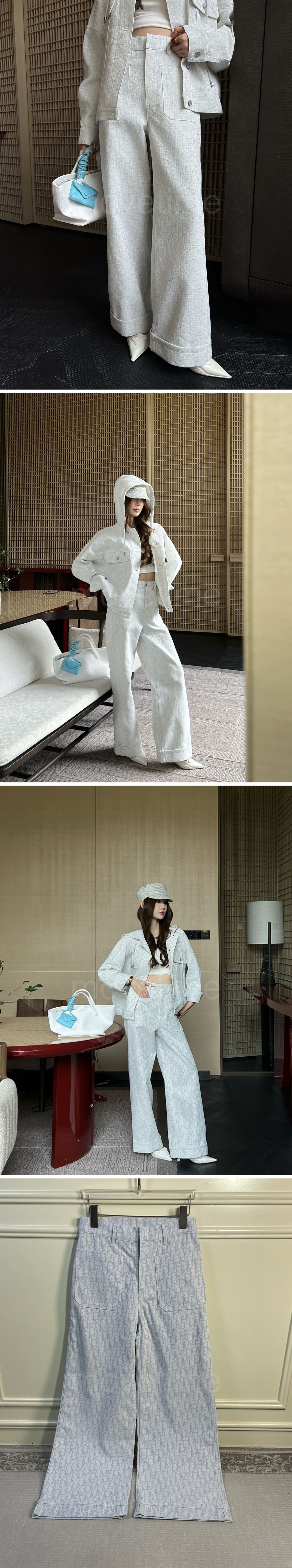 디올 로고 여성 오블리크 오버핏 데님 팬츠 진 청바지 (스카이블루) 26SS 상세이미지 2
