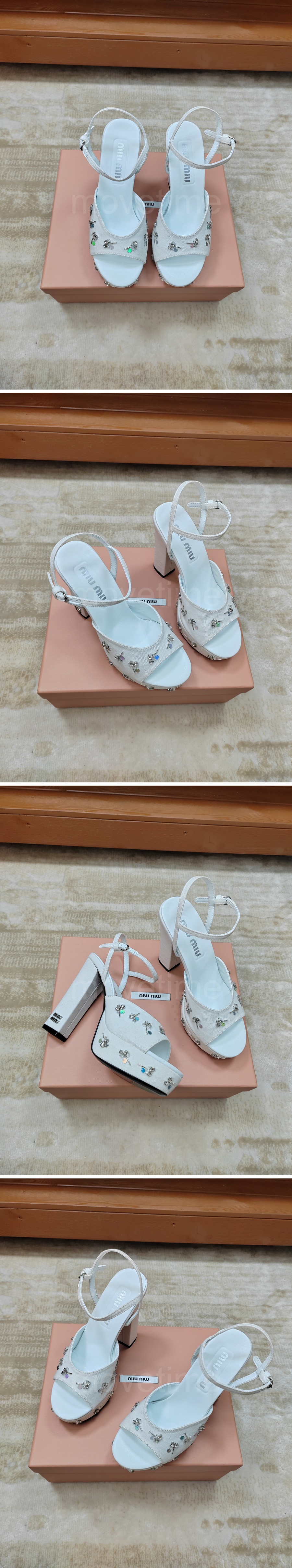 미우미우 로고 여성 레더 가죽 12cm 굽 샌들 (4컬러) 26SS 상세이미지 2