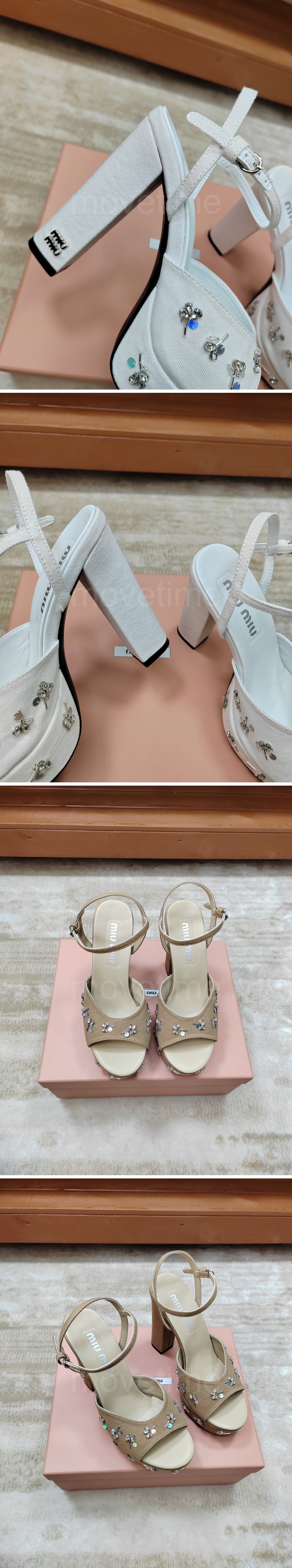 미우미우 로고 여성 레더 가죽 12cm 굽 샌들 (4컬러) 26SS 상세이미지 4