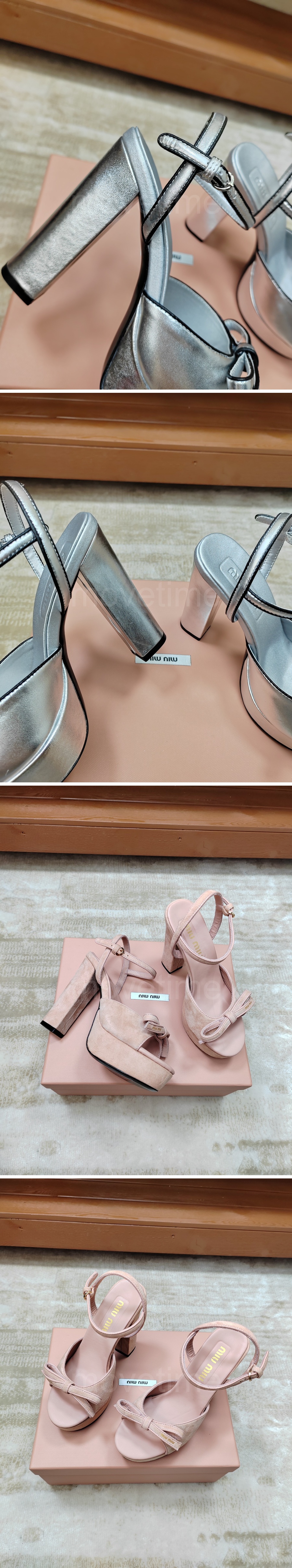 미우미우 로고 여성 레더 가죽 12cm 굽 샌들 (4컬러) 26SS 상세이미지 4