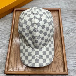 루이비통 로고 다미에 레더 가죽 볼캡 모자 (화이트) 26SS