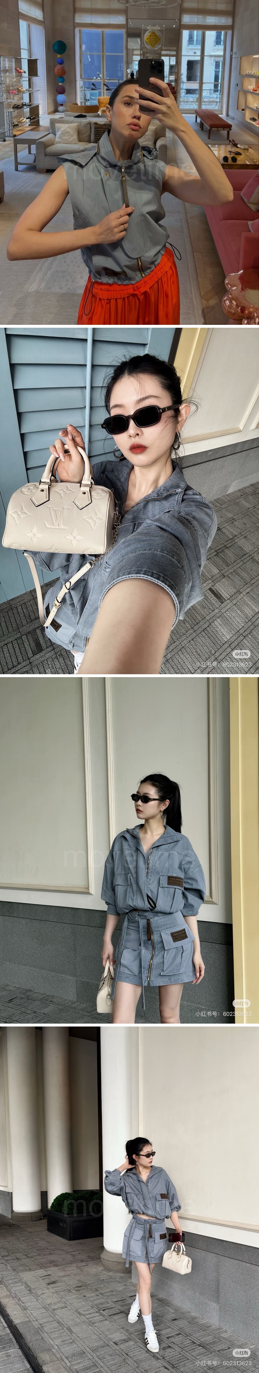 루이비통 로고 여성 데님 후드 조끼 베스트 26SS 상세이미지 3