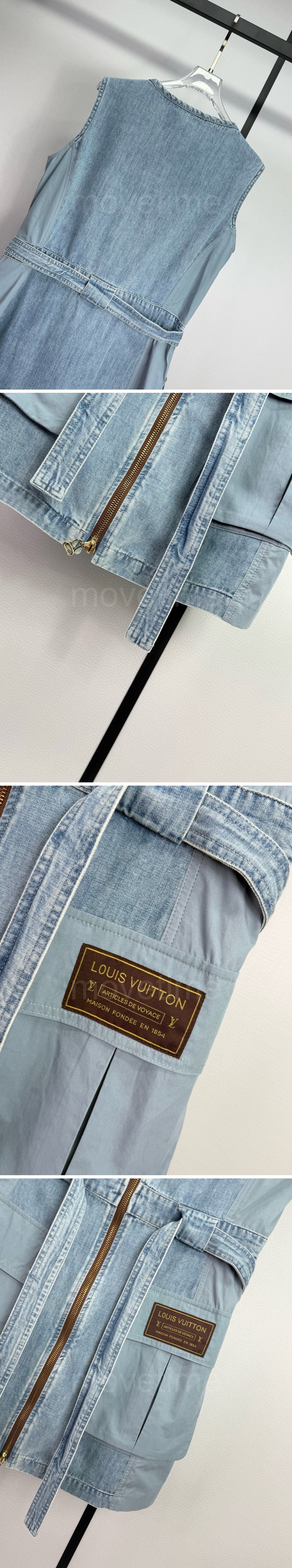 루이비통 로고 여성 데님 슬리브리스 집업 원피스 26SS 상세이미지 5