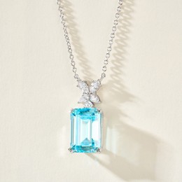 해리윈스턴 로고 Shades Of Blue 다이아 장식 목걸이 (실버) 26SS
