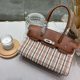에르메스 로고 패턴 Shoulder Birkin 토트백 핸드백 (브라운-은장) 26SS