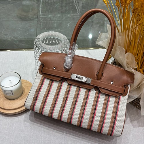 에르메스 로고 패턴 Shoulder Birkin 토트백 핸드백 (브라운-은장) 26SS