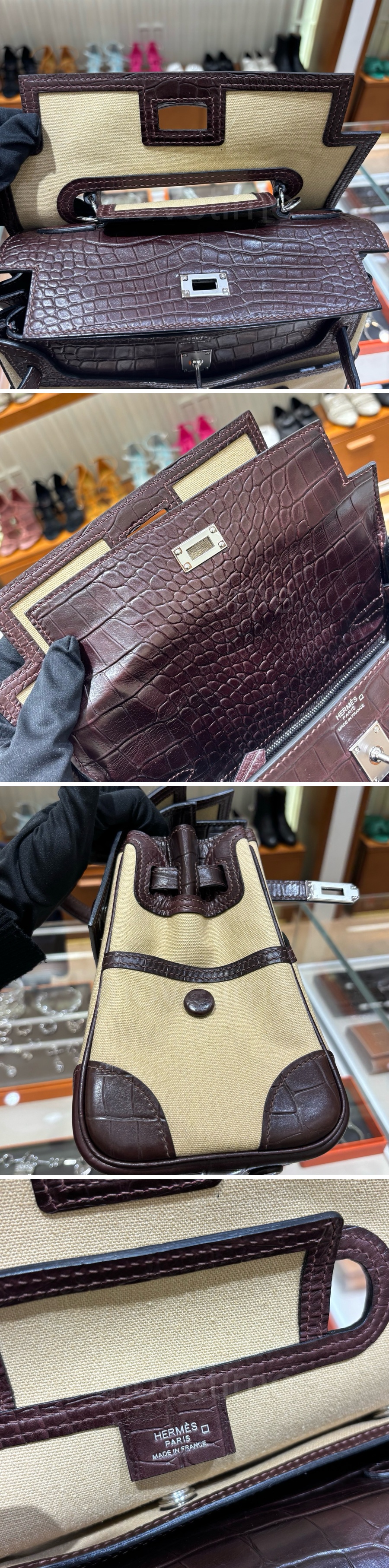 에르메스 로고 Kelly Cargo 28cm 토트백 핸드백 (베이지-은장) 26SS 상세이미지 5