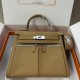 에르메스 로고 Kelly Lakis 28cm 토트백 핸드백 (브라운-은장) 26SS