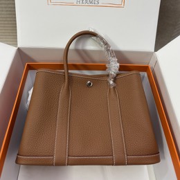 에르메스 로고 Garden Party 30cm 토트백 핸드백 (브라운) 26SS