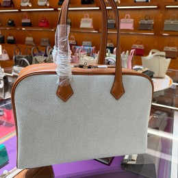 에르메스 로고 Victoria 35cm 토트백 핸드백 (브라운-그레이) 26SS