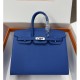에르메스 로고 Birkin 25  에피솜 토트백 핸드백 (블루-은장) 26SS