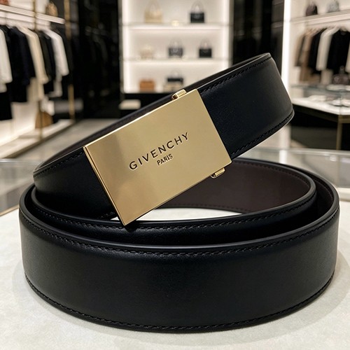 지방시 로고 남여 레더 가죽 3.5cm 벨트 (블랙-금장) 26SS