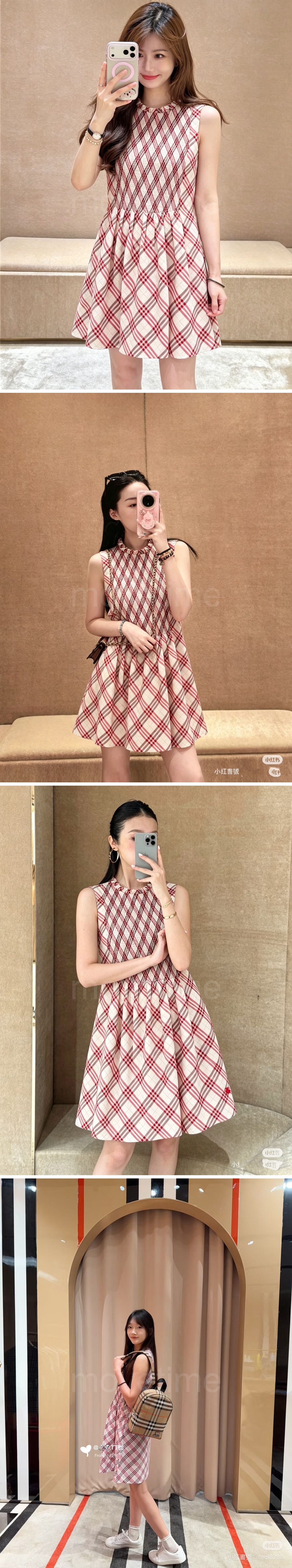 버버리 여성 체크패턴 슬리브리스 원피스 26SS 상세이미지 2