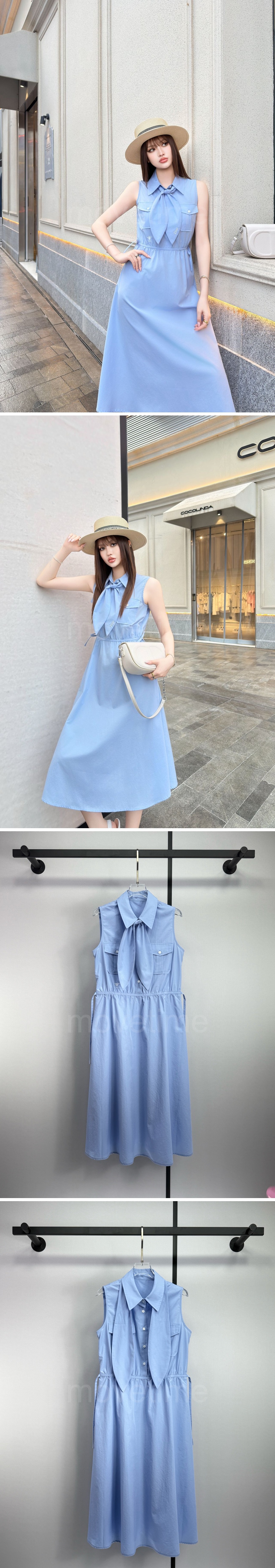 디올 여성 리본장식 카라 슬리브리스 원피스 26SS 상세이미지 4