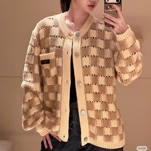 루이비통 다미에 라운드넥 니트 가디건 26SS