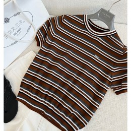 프라다 여성 스트라이프 반팔 티셔츠 26SS
