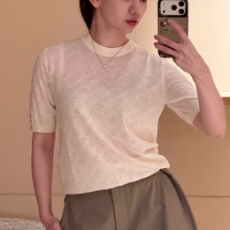 루이비통 여성 모노그램 니트 반팔 티셔츠  26SS