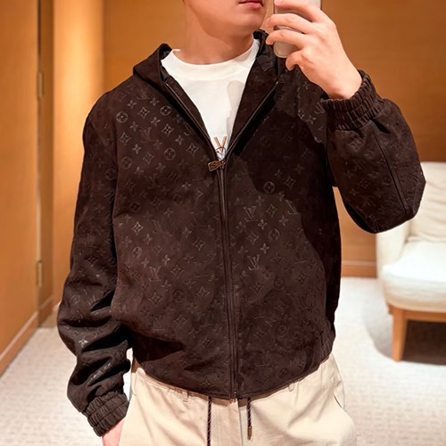 루이비통 모노그램 레더 가죽 후드 집업 자켓 26SS