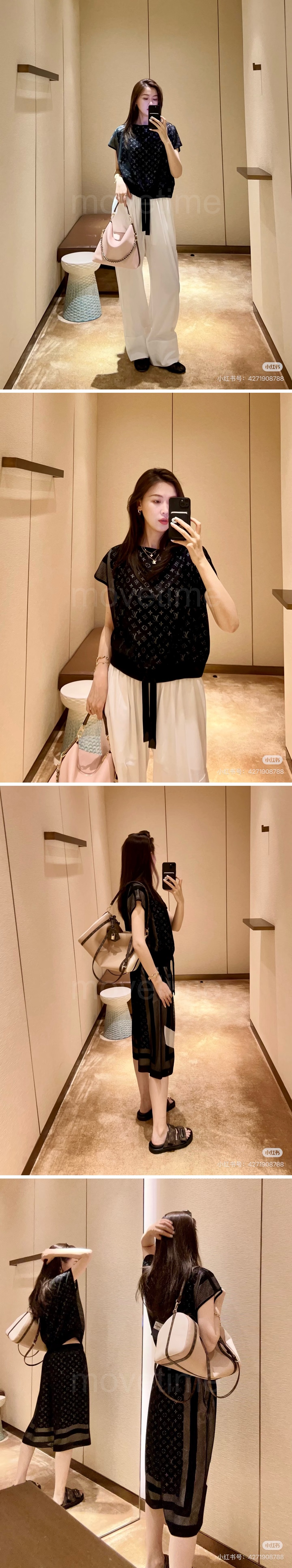 루이비통 여성 모노그램 슬리브리스 셔츠 + 쇼츠 반바지 상하의 세트 26SS 상세이미지 3