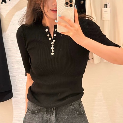 샤넬 여성 슬림핏 반팔 티셔츠 26SS