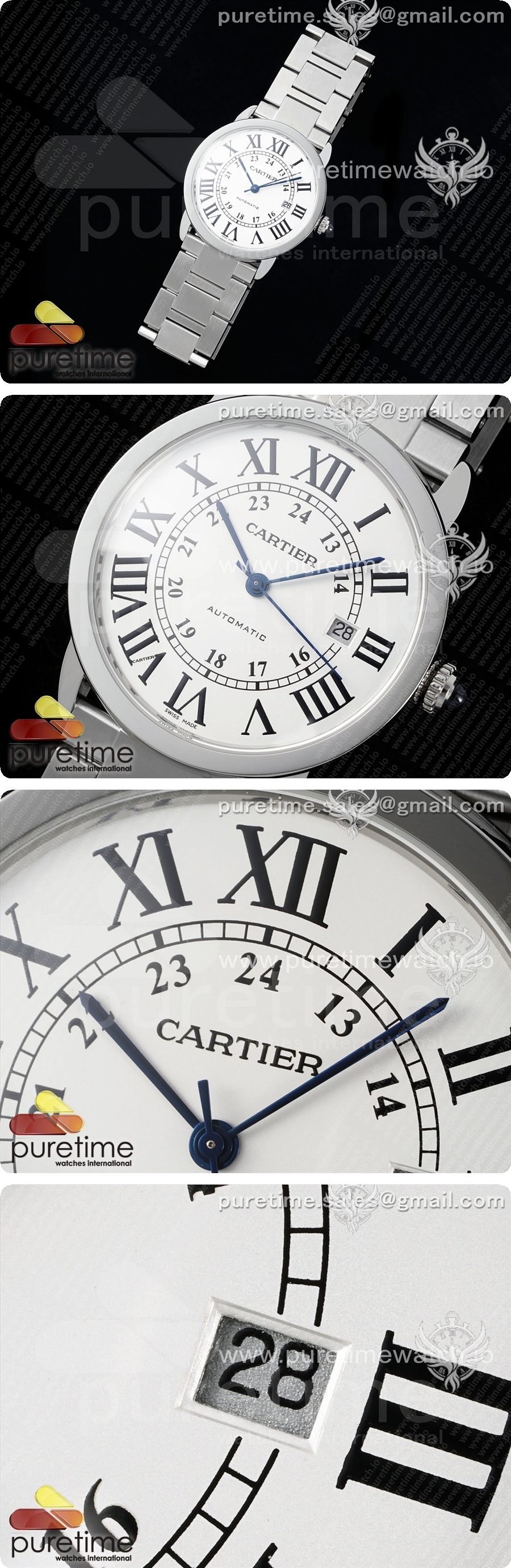 까르띠에 론드 솔로 42mm 스테인리스 스틸 AF 1:1 베스트 에디션 화이트 다이얼, 스테인리스 스틸 브레이슬릿, 미요타 9015 상세이미지 2