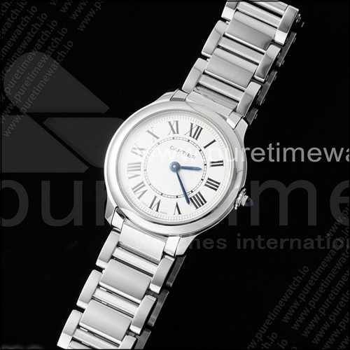 까르띠에 론다 머스트 29mm 스테인리스 스틸 AF 1:1 베스트 에디션 화이트 다이얼, 스테인리스 스틸 브레이슬릿, 론다 쿼츠 시계