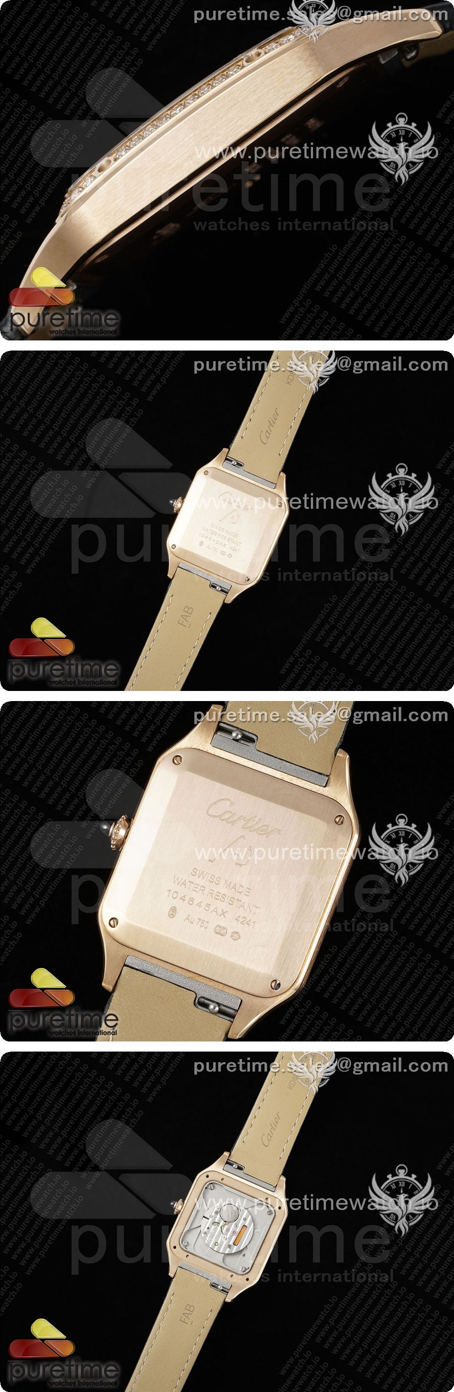 까르띠에 산토스 듀몽 31.4mm RG AF 1:1 베스트 에디션 실버 다이얼 다이아몬드 베젤 블랙 크로커다일 스트랩 A157 상세이미지 4