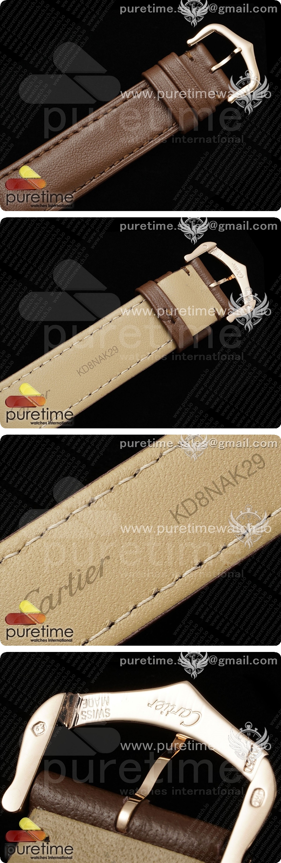 까르띠에 산토스 듀몽 31.4mm 로즈 골드 AF 1:1 베스트 에디션 실버 다이얼 다이아몬드 베젤 브라운 가죽 스트랩 A157 상세이미지 7
