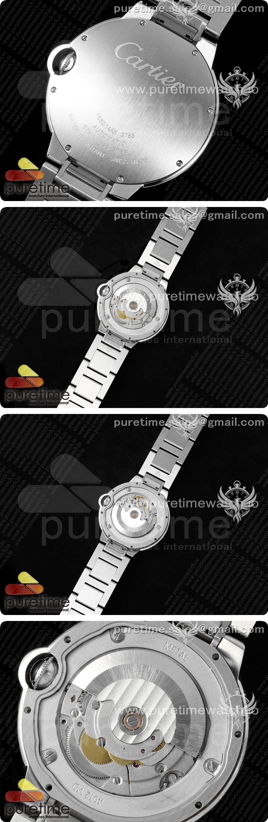 까르띠에 발롱 블루 42mm 스테인리스 스틸 CHF 1:1 베스트 에디션 화이트 텍스처 다이얼 2라인 다이아몬드 베젤 스테인리스 스틸 브레이슬릿 A2824 상세이미지 5