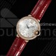 까르띠에 발롱 블루 33mm 로즈골드 AF 1:1 베스트 에디션 실버 텍스처 다이얼 다이아몬드 베젤 레드 가죽 스트랩 론다 쿼츠