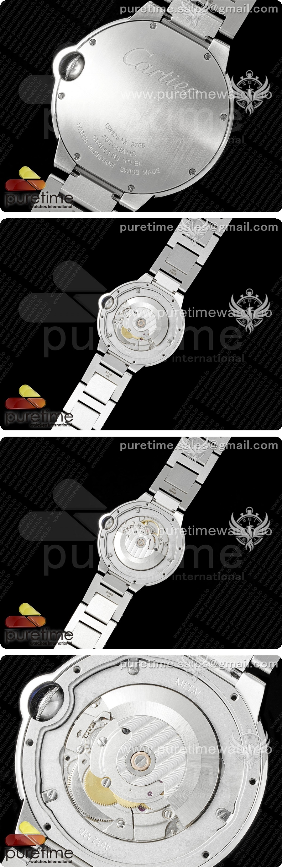 까르띠에 발롱블루 42mm 스테인리스 스틸 AF 1:1 화이트 텍스처 다이얼 다이아몬드 베젤 A2824 V5 상세이미지 5