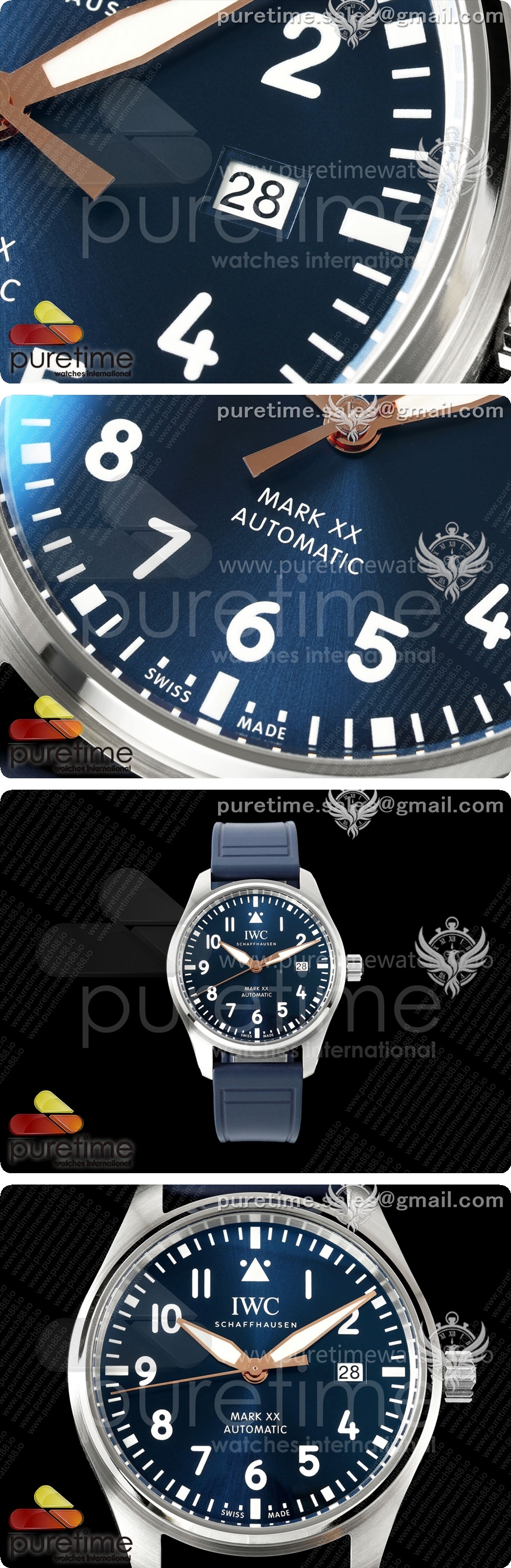 IWC Mark XX MZF 1:1 베스트 에디션 블루/로얄 로즈우드 다이얼, 블루 가죽 스트랩 A2892 상세이미지 3