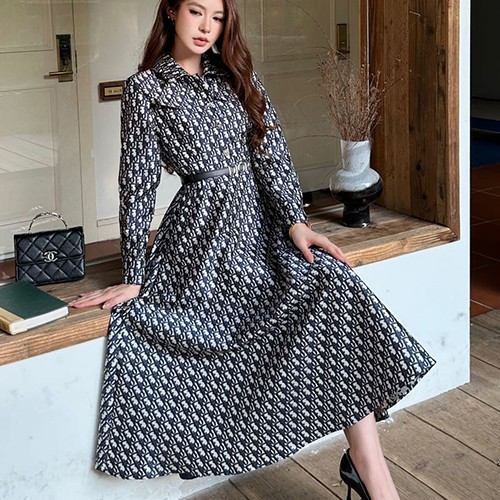 디올 여성 오블리크 벨티드 카라 셔츠 원피스 26SS