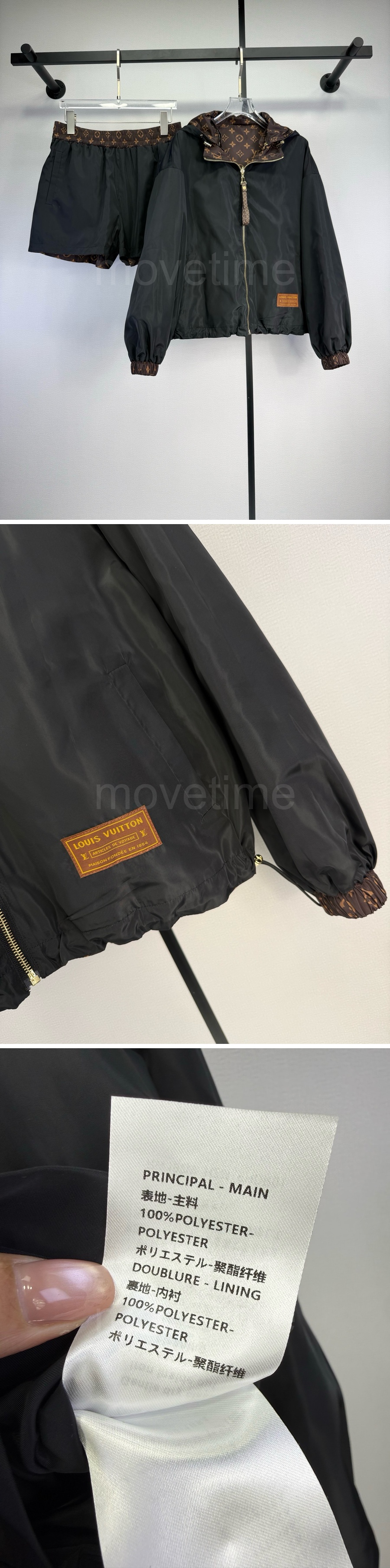 루이비통 여성 모노그램 리버서블 후드 윈드브레이커 자켓 + 쇼츠 핫팬츠 상하의 세트 26SS 상세이미지 5