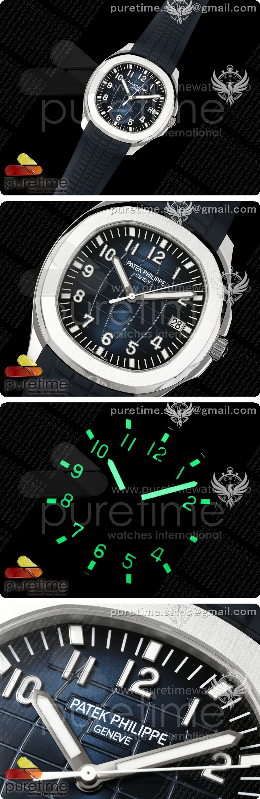 파텍필립 아쿠아넛 5168G 42mm 스테인리스 스틸 OME 1:1 블루 다이얼 블루 러버 스트랩 DPB330 슈퍼 클론 상세이미지 2
