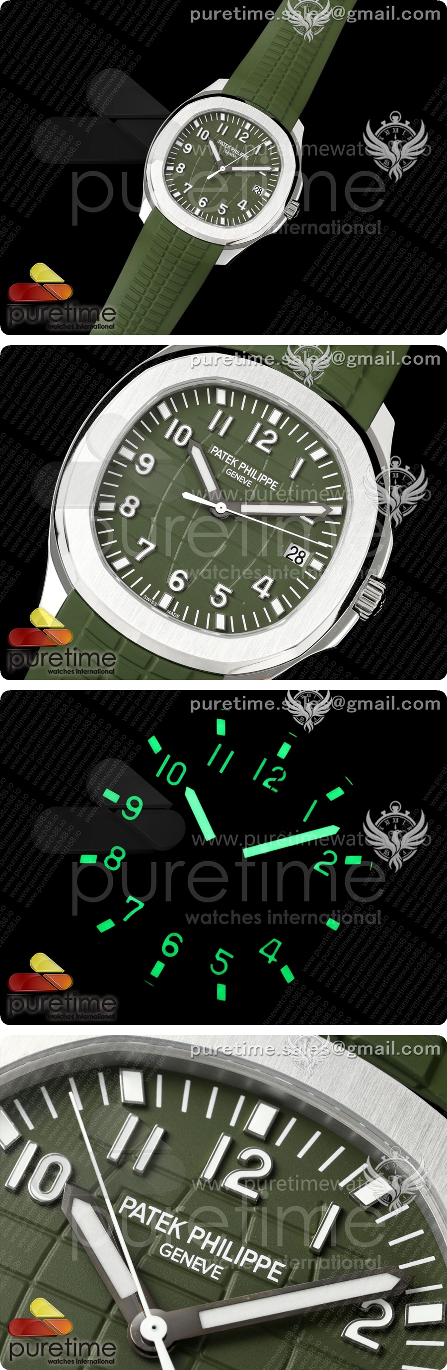 파텍필립 아쿠아넛 5168G 42mm 스테인리스 스틸 OME 1:1 그린 다이얼 그린 러버 스트랩 DPB330 슈퍼 클론 상세이미지 2