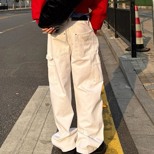 프라다 데님 팬츠 화이트진 카고 청바지 26SS