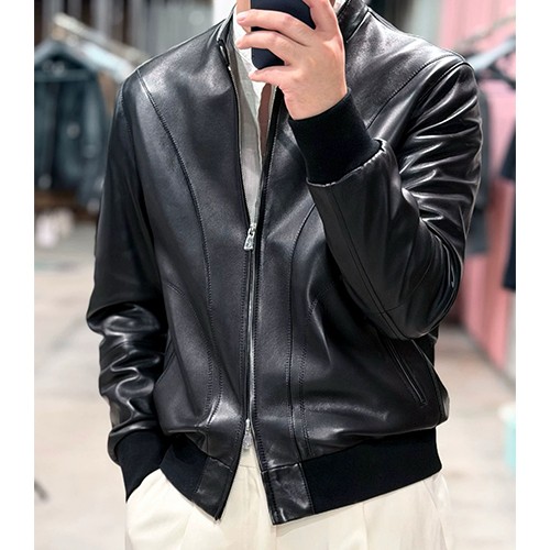 브루넬로 쿠치넬리 터틀넥 레더 가죽 봄버 자켓 26SS