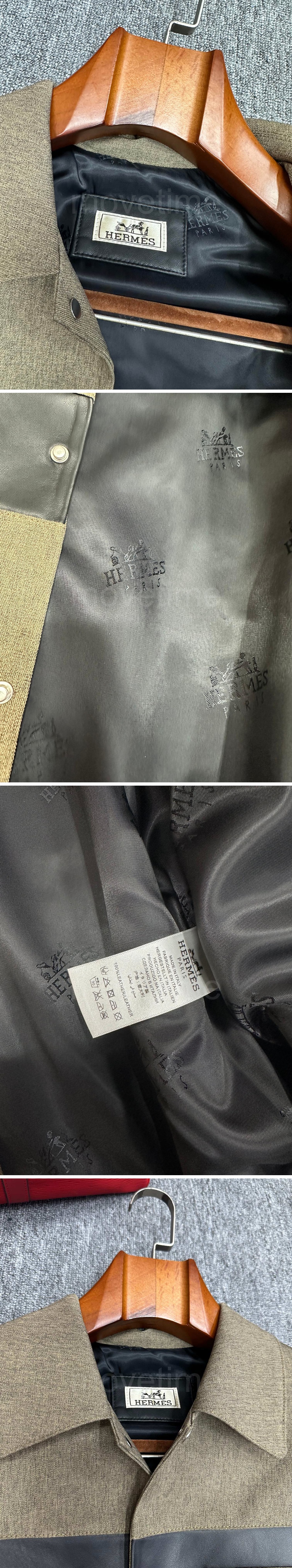 에르메스 캐시미어 레더 레이어드 카라 자켓 26SS 상세이미지 5